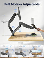 Suptek Monitor Laptop Mount Stand, 2 in 1 Function Dual Monitor Arms Desk Mount for 13"-18" Notebook and 17"-35" Monitor with Laptop Tray,Holds up to 24.25lbs - Image 4