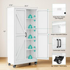 Wide & Deep Metal Storage Cabinet with Wheels,72 inch Tall Rolling Garage Storage Cabinet,Metal Cabinets with Wheels and Shelves, Deep Heavy Duty Tool Cabinet for Garage,Home,Office,Shop (White) - Image 3