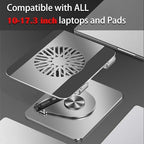 360° Rotating Adjustable Laptop Stand with Cooling Fan, Foldable Dual-Bar Support Height Tilt Angle Cooling Laptop Stand for Desk Pad Laptop Riser Heat Dissipation Stand Fit 10-17.3" Device - Image 4