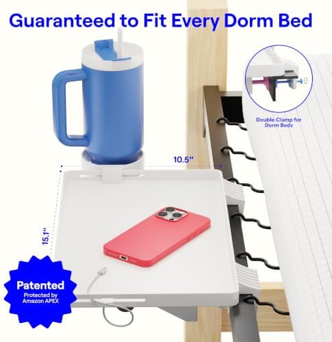 BedShelfie Bedside Shelf for Dorm Room - Dorm Essential, White - Image 2