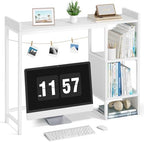 White 37" Desk Hutch for Table Top, Dorm Desk Bookshelf with Side Baffles, Desktop Organizer Shelf for Office & College, Monitor Riser Stand by Unknown