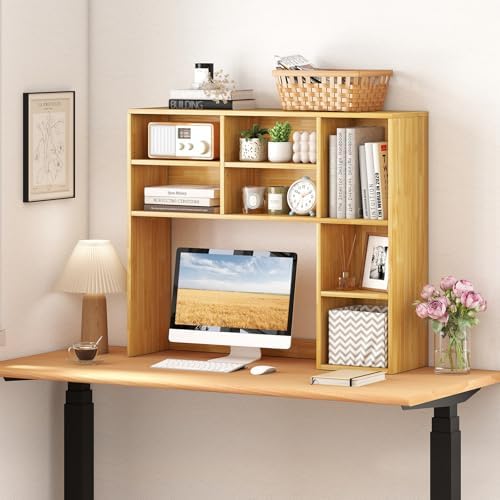 LDAILE 31'' Desk Shelf, 3-Tier Desk Hutch with 7 Shelves for Computer Desk, Desktop Bookshelf with 3 Adjustable Shelves for College Dorm Office Home Study Room Desk, 37 x 10 x 31 in - Image 2