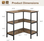 VECELO Corner Cabinet Table with 3 Tier Open Shelf, Multipurpose Display Organizer Storage Stand for Small Space Home Office Kitchen, Brown - Image 2