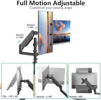 WALI Tall Dual Monitor Desk Mount for 13-33 inch Screens, 19.8 lbs per Arm - Image 2
