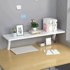 Clamp On Desk Organizer Shelf White, Above Desk Storage Extension Portable No Drill Required Bookcase Clamp Rack for Home Office Dorm Workstation and Study Space (White, 39.4x7.8 in) by HHFSST