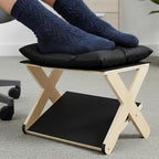 Foot Rest for Under Desk at Work, Non-Slip Wooden Under Desk Footrest, Ergonomic Foot Stools for Office Home (Black, OneSize) - Image 3