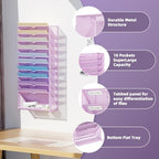Marbrasse Wall File Holder 11-Tier Hanging Wall File Organizer, for Papers, Files Clipboard & Magazine Organizer, Wall Mount File Holder Great for Office Home (Purple) - Image 3