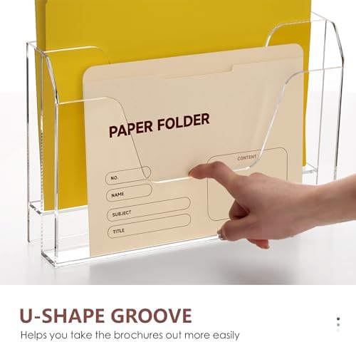 Acrylic Hanging Wall File Organizer, 2-Tier Mail Organizer Wall Mounted Magazine Wall File Holder, Paper Folder Organizer for Office, Desk, School - Image 5