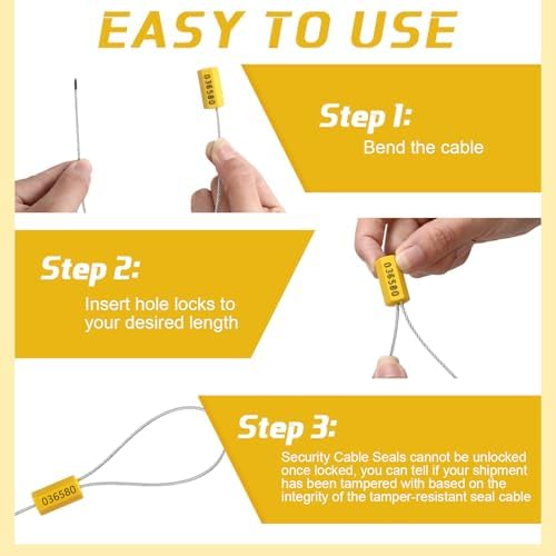 Nuogo 200 Pcs Yellow Steel Security Cable Seals - Image 6