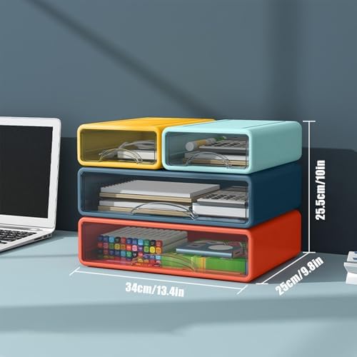 Desk Organizer with Drawers, Stackable Storage Drawers with Compartments Desktop Organization for Office Supplies, Makeup, Pencils, Tape, Erasers, Paperclips, Chargers (2S2M) - Image 3