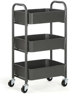 SunnyPoint 3-Tier Delicate Compact Rolling Metal Storage Organizer - Mobile Utility Cart Kitchen/Under Desk Cart with Caster Wheels (Gray, 15.35" X 10.24" X 26.8"H) - Image 4