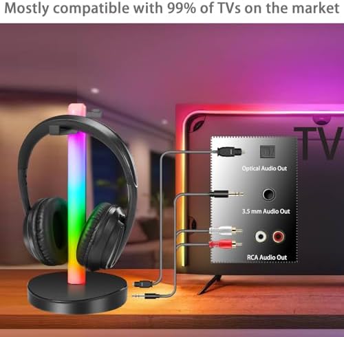 Bluetooth TV Headphones with RF Transmitter Headset Stand - Image 5