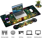 Keyboard Mouse Pad Set, Extended Gaming Mouse Pad+Ergonomics Keyboard Wrist Rest Support, Memory Foam, Easy Typing Pain Relief, 4Pcs XL Ultra Thick Desk Mat,Cute Fox - Image 3