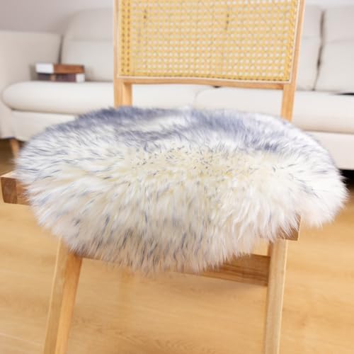 LLB Sheepskin Chair Pads - Office & Dining Room Chair Cushions (16.5" Round, Pack of 1), Grey - Image 5