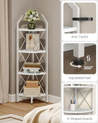 CHOEZON 4-Tier Corner Shelf, Industrial Corner Bookshelf, 47.6" Corner Storage Stand, Plant Stand Display Shelf, Corner Bookcase for Bedroom, Living Room, Home Office, White TCJ09WB - Image 4