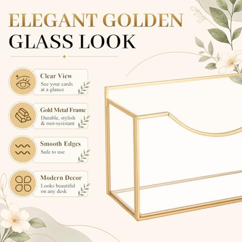 Lewtemi 2 Pack Gold Glass Business Card Holder, 6.5 x 2.6'', Open-front - Image 5