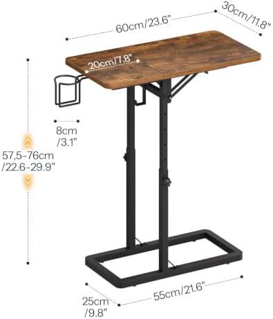 HOOBRO Adjustable TV Tray Table, C-Shaped Side Table with Foldable Tabletop - Image 3