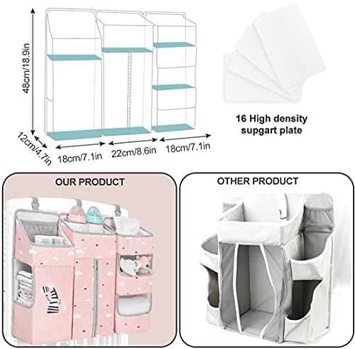 Hanging Diaper Caddy Organizer for Baby Crib - 3-in-1 Diaper Stacker for Changing Table Nursery Organization Storage Holder for Baby Essentials Attachment Portable Combining Clothing - Image 3