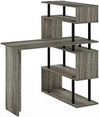 Furinno Classic Desk, 40" Wide L-Shape Gaming Desk, Computer Desk, Writing Desk with 5-Tier S-Shaped Side Shelves for Home Office, Study Room, Dorm, Bedroom, French Oak - Image 6