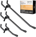 INCLY 120 Pack 2/4/6 Inch Black Pegboard Hooks, 1/4" Heavy Duty by INCLY