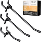 INCLY 120 Pack 2/4/6 Inch Black Pegboard Hooks, 1/4" Heavy Duty by INCLY