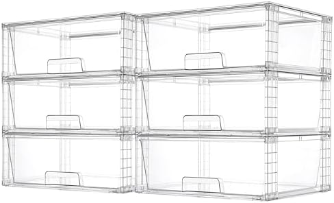 Vtopmart 6 Pack Large Clear Stackable Storage Drawers for Closet, Pantry by Vtopmart