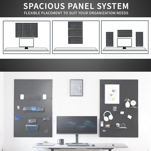 VIVO Steel Wall Mounted 48 x 32 inch Pegboard (3 Panels), Office Accessory Organizer, Horizontal or Vertical Magnetic Peg Board, Black, PP-WM48B - Image 4