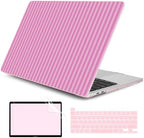 DONGKE Case for MacBook Pro 13 Inch (2026-2020 Models A2338 M2 M1/A2251/A2289), Pink Stripes Hard Shell Case with Keyboard Protector, Compatible with Retina Display and Touch Bar by DONGKE