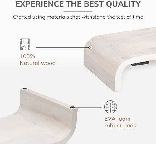 Anji Mountain Monitor Stand for Desk - Desktop Organizer & Laptop Riser, Ergonomic Monitor Riser, Space-Saving, Durable, Easy Assembly & Ideal for Home & Office, White Wash, Power Edition - Image 2