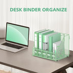 5 Vertical Compartments Magazine Holder, Metal Binder Organizer, Mint Green - Image 6