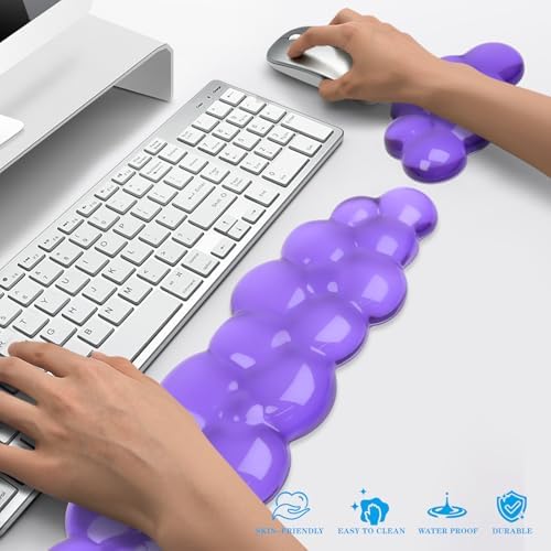 Gel Cloud Keyboard and Mouse Wrist Rest, Cute Wrist Support and Arm Support Keyboard Rest for Keyboard and Mouse Typing Pain Relief，Suitable for Office/Computer/Laptop/Gaming (Transparent Purple Set) - Image 5