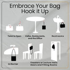 EMBRACE Purse Hook for Table, Foldable Handbag Hook Holds 22 lb, Black - Image 4