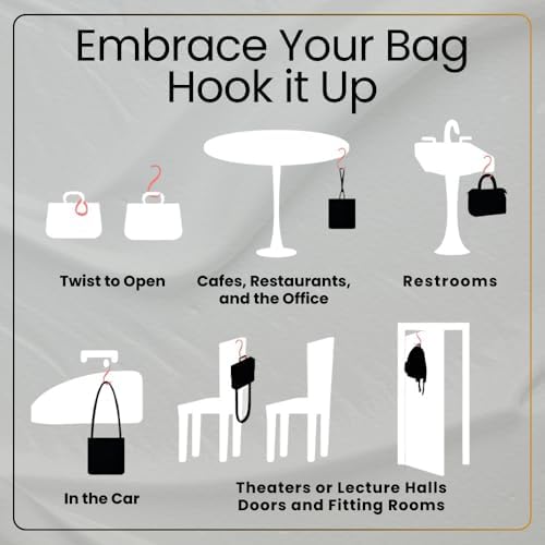 EMBRACE Purse Hook for Table, Foldable Handbag Hook Holds 22 lb, Black - Image 4