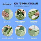 Folding Utility Cart Portable Rolling Crate Handcart Foldable Shopping Trolley Collapsible, with Lid, on Wheels, for Grocery, Garden, Office, Storage, Teacher, Tool (Green) - Image 5