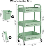 3 Tier Rolling Storage Cart Metal with Wheels,Sage Green Diaper Caddy Carts - Image 5