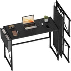 GarveeHome 39.4 Inch Folding Gaming Writing Computer Work Desk for Home Office,with Storage Bag & Hook,Space-Saving,Easy to Fold,Small Table for Bedroom,Apartment,Black by GarveeHome