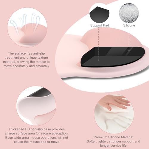 MOSISO Wrist Rest for Mouse Pad Set, Large Gaming Deskpad, Baby Pink - Image 4