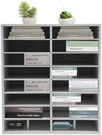 16 Slot Mail Sorter Organizer, Wood Literature Organizer Student Mailbox for Classroom, Desktop File Paper Storage Rack for Office Home School - 20" L×11.8”W×22.3“H (White, 16-Compartment) by Unknown