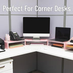 Mind Reader Dual Monitor Stand, Desktop Organizer, Laptop Riser, Office, MDF, 51.25"L x 9.25"W x 4.75"H, Pink - Image 5