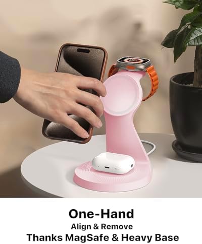 3 in 1 Charging Station for Apple Devices, Mag-Safe Charger Stand Fast Charging, Wireless Charger for iPhone 16/15/14/13/12 Series, & AirPods, & iWatch (USB-C Charger Included) - Image 3