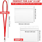 Marspark 4"x3" Name Badge Holder with Lanyard Bulk, Red, 200 Sets - Image 2