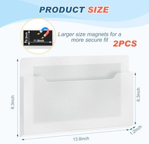Feifeiya 2 Pcs Magnetic Pocket File Folder for Fridge, Horizontal, Clear - Image 2