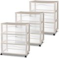 Sterilite Wide 3-Drawer Cart with Wheels for Bedroom and Dresser, 3-Pack by Sterilite