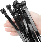 XINGO 12 inch Black Long Zip Ties Heavy Duty 400 PCS, 250LBS Ultra Strong Plastic Wire Ties, Large Cable Ties Extra Long Tie Wraps, Indoor and Outdoor UV Resistant by XINGO