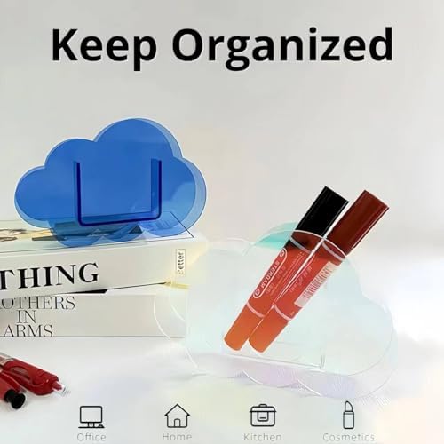 Aesthetic Cloud Pen Holder for Desk Cute Office Supplies Acrylic Cubicle Decor Kawaii Workspace Accessories Clear Makeup Organizer for Women Girls Pencil Cup Large Caddy for Home Office (Crystal) - Image 4