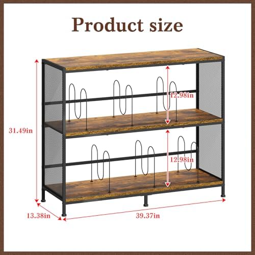 3-Tier Vinyl Record Storage: Vintage Player Table with Spacious Storage - Up to 450 Records, Turntable Stand with Adjustable Dividers, Extra Top Surface for Audio Equipment, Perfect for Living Room - Image 2