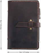 Genuine Leather Journal Writing Notebook, A6 Ring Binder Refillable Diary Notepads, Vintage Handmade Travel Organizer Agenda for Men Women - Coffee - Image 5