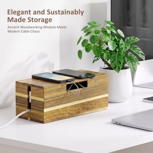 Acacia Wood Cable Management Box - Cord Hider&Organizer for TV Wires - Image 5