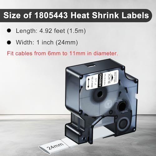 20 Pack Compatible for Dymo Rhino 1805443 Black on White 1" x 4.9' Industrial Heat Shrink Tube Labels for Rhino 6000 6500 Label Maker - Image 3