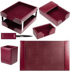 Dacasso Burgundy Bonded Leather Luxury 8-Piece Desk Accessory Set - Blotter Pad & Desk Organization Essentials - Executive Decor and Surface Protector - Image 5